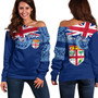 Fiji Off Shoulder Sweatshirt - Custom Fijian Pride Masi Patterns