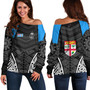 Fiji Off Shoulder Sweatshirt - Custom Fijian Tapa Patterns Sport Style