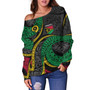 Vanuatu Off Shoulder Sweatshirt - Custom Proud Vanuatu Tribal Pattern Mix Flag