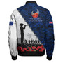 New Zealand Bomber Jacket Anzac Day Poppy Flower And Barbed Wire