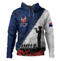 New Zealand Hoodie Anzac Day Poppy Flower And Barbed Wire