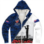 New Zealand Sherpa Hoodie Anzac Day Poppy Flower And Barbed Wire