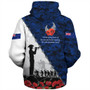 New Zealand Sherpa Hoodie Anzac Day Poppy Flower And Barbed Wire