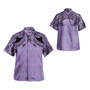 Fiji Combo Off Shoulder Long Dress And Shirt Fijian Masi Pacific Tribal Designs ( Purple Color )