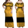 Fiji Woman Off Shoulder Long Dress Fijian Masi Pacific Tribal Designs