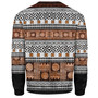 Fiji Sweatshirt Fijian Tapa Pattens Brown Color Vintage Design