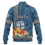 Fiji Baseball Jacket Bula Fiji Masi Tropical Flowers Special Design