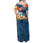 Fiji Woman Off Shoulder Long Dress Bula Fiji Masi Tropical Flowers Special Design