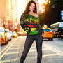 Vanuatu Off Shoulder Sweatshirt Tribal Grunge Flag