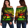 Vanuatu Off Shoulder Sweatshirt Tribal Grunge Flag