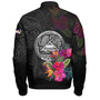 American Samoa Bomber Jacket Custom Polynesian Pattern Tropical Floral Design