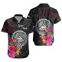 American Samoa Short Sleeve Shirt Custom Polynesian Pattern Tropical Floral Design