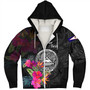 American Samoa Sherpa Hoodie Custom Polynesian Pattern Tropical Floral Design