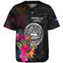 American Samoa Baseball Shirt Custom Polynesian Pattern Tropical Floral Design