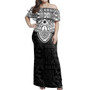 Fiji Woman Off Shoulder Long Dress Tribal Tapa Chest Piece