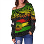 American Samoa Off Shoulder Sweatshirt Tribal Polynesian Grunge Reggae