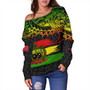 Samoa Off Shoulder Sweatshirt Tribal Polynesian Grunge Reggae