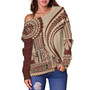 Samoa Off Shoulder Sweatshirt Samoan Siapo Brown Design