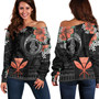 Hawaii Off Shoulder Sweatshirt Kanaka Maoli Seahorse Polynesian Tattoo