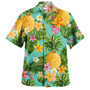 Safari Style Aloha Hawaiian Shirt Tropical Pineapple Summer