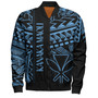 Hawaii Bomber Jacket Custom Kanaka Maoli Hawaiian Blue Tribal Pattern