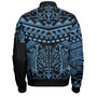 Hawaii Bomber Jacket Custom Kanaka Maoli Hawaiian Blue Tribal Pattern