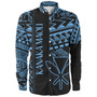 Hawaii Long Sleeve Shirt Custom Kanaka Maoli Hawaiian Blue Tribal Pattern