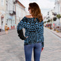 Hawaii Off Shoulder Sweatshirt Custom Kanaka Maoli Hawaiian Blue Tribal Pattern