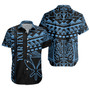 Hawaii Short Sleeve Shirt Custom Kanaka Maoli Hawaiian Blue Tribal Pattern