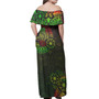 Hawaii Off Shoulder Long Dress Seahorse Polynesian Tattoo Reggae