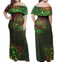 Hawaii Combo Off Shoulder Long Dress And Shirt Seahorse Polynesian Tattoo Reggae