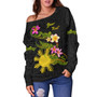 Philippines Filipinos Off Shoulder Sweatshirt Custom Plumeria Tribal