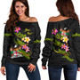 Fiji Off Shoulder Sweatshirt Custom Plumeria Tribal