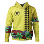 Hawaii Hoodie Kanaka Maoli Map Seal Tropical Flowers Yellow Color