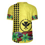 Hawaii Rugby Jersey Kanaka Maoli Map Seal Tropical Flowers Yellow Color