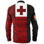 Tonga Long Sleeve Shirt Flag Ngatu Pattern Style