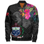 Samoa Bomber Jacket Custom Samoa Coat Of Arms With Tropical Flowers Special