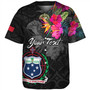 Samoa Baseball Shirt Custom Samoa Coat Of Arms With Tropical Flowers Special