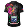 Samoa Rugby Jersey Custom Samoa Coat Of Arms With Tropical Flowers Special