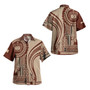 Samoa Combo Off Shoulder Long Dress And Shirt Seal Samoan Siapo Brown Design