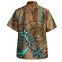 American Samoa Hawaiian Shirt Polynesian Pattern Motif And Teal Boar Tusk