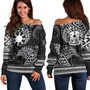 Philippines Filipinos Off Shoulder Sweatshirt Filipino Coat Of Arms With Leaves and Tribal Patterns