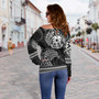 Philippines Filipinos Off Shoulder Sweatshirt Filipino Coat Of Arms With Leaves and Tribal Patterns