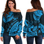 Fiji Off Shoulder Sweatshirt Kaiviti Fiji Rugby Palm Tree