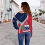 Samoa Off Shoulder Sweatshirt Samoa Coat Of Arms With Polynesian Tattoo Flag Style