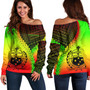 Samoa Off Shoulder Sweatshirt Samoa Coat Of Arms With Polynesian Tattoo Style