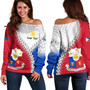 Philippines Filipinos Off Shoulder Sweatshirt Custom Filipino Coat Of Arms With Tribal Patterns Flag Style