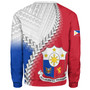 Philippines Filipinos Sweatshirt Custom Filipino Coat Of Arms With Tribal Patterns Flag Style