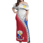 Philippines Filipinos Off Shoulder Long Dress Filipino Coat Of Arms With Tribal Patterns Flag Style