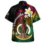 Vanuatu Hawaiian Shirt Custom Plumeria Flowers Tribal Motif Flag Color Design